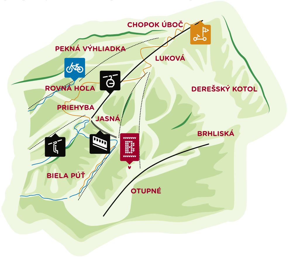 Mapa Demänovskej doliny